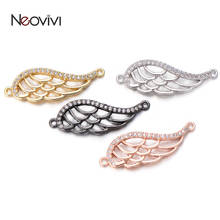 Neovivi Wing Feather Charms for Jewelry Making Women Girl DIY Bracelets Necklaces Handmade Micro Pave Clear Zircon Hollow Charm 2024 - buy cheap