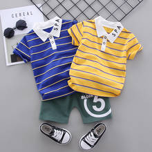 2020 Summer Children's Clothing Clothes Set For Boys Striped Short-sleeved T-shirt Shirt Pants 2 Sets Boys Suit Casual Fashion 2024 - buy cheap