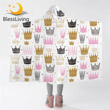 Blesslive Принцесса Корона одеяло с капюшоном микрофибра розовый бросок одеяло девчачье носимое одеяло мультфильм шерпа Флисовое одеяло 2024 - купить недорого