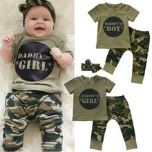 Children Clotes USA Newborn Baby Boy Girls Camo T-shirt Tops Long Pants Outfits Set Clothes 2Pcs Baby Clothing Baby's Sets 2024 - buy cheap