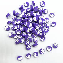 30pcs10mm purple tai chi design polímero argila espaçador solta contas para fazer jóias diy pulseira acessórios 2024 - compre barato