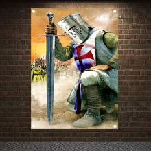 Рыцари Templar художественные баннеры винтажный средневековый воин постеры настенные художественные флаги роспись на холсте украшение для дома R4 2024 - купить недорого