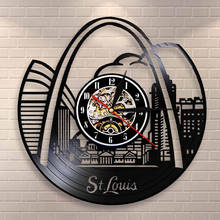 St. Louis Skyline Vinyl Record Clock Wall Decor Modern Vintage Art Room Saint Louis Cityscape Vinyl LP Vintage Black Wall Clock 2024 - buy cheap