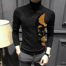 Свитшот мужской с воротником-хомутом, роскошный качественный пуловер оверсайз с золотым черепом, устойчивый к холоду материал, Лидер продаж 2024 - купить недорого