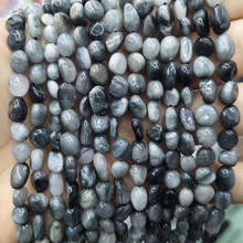 Cuentas de piedra de ojo de halcón negro Natural, cuentas espaciadoras de piedras preciosas de grava irregulares sueltas para la fabricación de joyas, pulsera artesanal hecha a mano de 6-8mm 2024 - compra barato