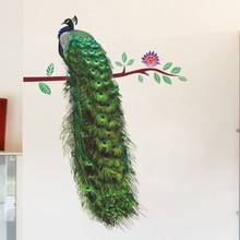 3d criativo papel de parede pintura pavão suporte ramo arte mural removível cartaz decalque da sala estar decoração casa 2024 - compre barato
