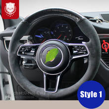 For Porsche steering wheel cover Taycan 3 Panamera Macan Cayenne 718 911 9YA 971 Alcantara Hand stitch Grip car accessories 2024 - buy cheap