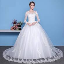  Sexy See Through Wedding Dress Luxury Long Sleeve Wedding Gown 2020 Lace Beaded Mariage Bridal Gowns Vestido De Noiva 2024 - buy cheap