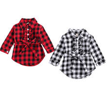 1-5Years Kid Girls' Plaids Long Sleeve Dress With Belt Casual Spring Autumn Tutu Mini Dress 2Pcs/Set 2024 - buy cheap