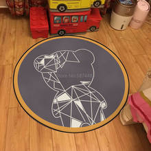 Almofada redonda antiderrapante para quarto infantil, decoração de casa, cesta com estampa de desenho animado de urso geométrico, antiderrapante 2024 - compre barato