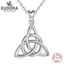 Eudora Real 925 Sterling Silver Triangle Celtics Knot Pendant Neckalce Women Fashion Sliver Jewelry for Birthday Gift Box CYD138 2024 - buy cheap