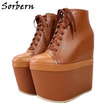 Sorbern-Botines de plataforma gruesa para mujer, zapatos de tacón alto de 20Cm, calzado de pasarela gótico, color marrón y rojo, 2020 2024 - compra barato