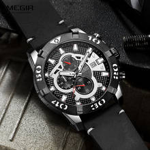 MEGIR Watches Men Fashion Leather Strap Quartz Watch for Man Luxury Top Brand Chronograph Wristwatch Relogios Masculino Часы 2024 - buy cheap