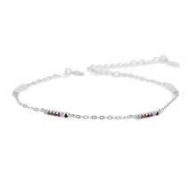 Pulseira 100% de prata esterlina 925, bracelete simples de arco-íris cz para mulheres, joias da moda, multi cores, micro empedrado 2024 - compre barato