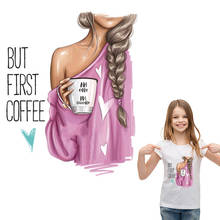 Pink Girls Stickers For Clothes Coffee Girl Iron On Heat Transfer Clothes Stickers Diy Accessory Fashion Stickers On Clothes 2024 - buy cheap