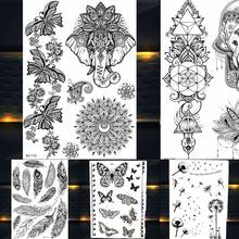 REJASKI Ganesha Elephant Geometric Black Henna Temporary Tattoos For Women  Sticker Custom Tattoo Lace Mehndi Fake Tatoos Art 2024 - buy cheap