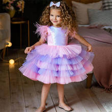 Princess Dress Kid Birthday Party Gown Sequins Feather Dresses Children Girls Clothing Teen Clothes 2024 - buy cheap