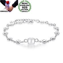 OMHXZJ SZ143 Wholesale European Fashion Woman Girl Party Birthday Wedding Gift Plum Blossom Pearl S925 Sterling Silver Bracelet 2024 - buy cheap