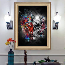 5D Diamond Painting Skull Flowers Mosaic Cross Stitch Square&Round Diamond Home Decorative Picture Hanging Painting 2024 - buy cheap