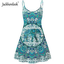 Jackherelook-vestido bohemio de elefante indio con Mandala para mujer, vestidos veraniegos elegantes por debajo de la rodilla para vacaciones, bohemio fiesta 2024 - compra barato