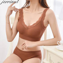 Jerrinut-Bralette de realce sin costuras para mujer, conjunto de Top de lencería, sujetador y bragas 2024 - compra barato