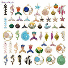 10pcs Enamel Mermaid Starfish Shell Mixed Ocean Animal Shape Charms For Necklace Bracelet Earrings Pendant DIY Accessory 2024 - buy cheap