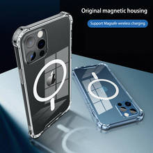 Funda magnética transparente para iPhone 12 Pro Max Mini 11 pro max, funda de silicona con imán de carga inalámbrica 2024 - compra barato