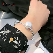 Kinel pulseira de prata genuína 925 joias ajustável gota d' água pérola bracelete para mulheres acessórios feitos à mão 2021 novo 2024 - compre barato