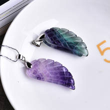 1PC natural fluorite mineral jewelry wing pendant noble couple pendant necklace pendant DIY gift jewelry men and women 2024 - buy cheap