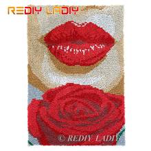 Latch Hook Rug Lip and Rose Chunky Yarn Tapestry Kits Crocheting Cushion Mat DIY Carpet Rug Needlework Hobby & Crafts 57*86cm 2024 - buy cheap