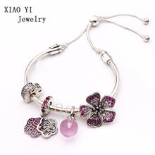 XIAOYI 2020 New 100% S925  Pink Daisy flower glaze charm fashion temperament high quality bracelet to send girlfriend female 2024 - buy cheap