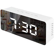 Espelho acrílico despertador led digital controle de voz snooze tempo temperatura exibição modo noite reloj despertador digital 2024 - compre barato