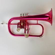Campana de latón Bb Flugelhorn de alta calidad, instrumento Musical profesional con funda, color rosa brillante, Envío Gratis 2024 - compra barato