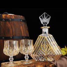 Copa de cristal de alta calidad para vino y botella, copa de cristal con borde dorado para whisky, brandy 2024 - compra barato