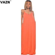 VAZN 2020 Hot List Chiffon Elegant Young Energy Joker Sexy Style Spaghetti Strpa Sleeveless Women Loose Nature Maxi Dress 2024 - buy cheap