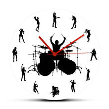 Music Band Live Wall Clock Music Studio Silent Non Ticking Silent Wall Watch Guitarist Drummer Rock Band Concert Live Home Decor 2024 - buy cheap