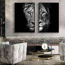 Pintura em tela preto e branco leão casa decoração do quarto arte da parede fotos para sala de estar corredor decoração cartazes e impressões 2024 - compre barato