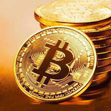 Imitação de moeda bitcoin, coleção de arte banhada a ouro, bitcoin btc com estojo presente 2024 - compre barato