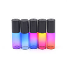 10pcs 5ml Gradient Colorful Roller Glass Bottle Empty Fragrance Essential Oil Perfume Sample Roll Bottle Black Cap 2024 - buy cheap