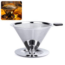 Suporte de aço inoxidável metal malha filtro de café reutilizável filtros de café dripper v60 gotejamento cestas de café copo de filtro de café 2024 - compre barato