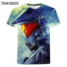 Camiseta con estampado 3D de Halo The Master Chief para hombre y mujer, camisa de gran tamaño con cuello redondo, estilo Harajuku Str, Europa y América, verano de 2021 2024 - compra barato