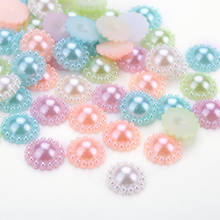 500pcs 12mm Round FlatBack Imitation ABS Flower Pearl Beads for DIY Scrapbook Jewelry Craft Phone Decoration 21color choose 2024 - buy cheap