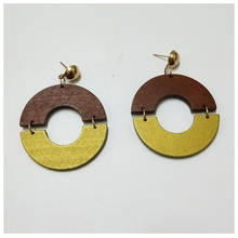 Pendientes colgantes de Color dorado, Metal, marrón, madera, África, corte láser, joyería Afro de moda, accesorios africanos 2024 - compra barato