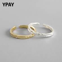 Женские открытые кольца YPAY, твердые кольца из стерлингового серебра 925 пробы, тонкая и грубая поверхность кольца из фольги в стиле панк, YMR722 2024 - купить недорого