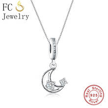 FC Jewelry-collares con amuleto colgante para mujer, de Plata de Ley 925, Luna, Circonia cúbica transparente, gargantilla de cadena para mujer, regalo 2018 2024 - compra barato