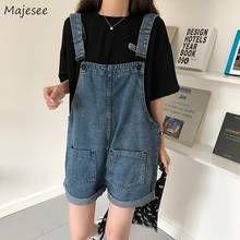 Rompers Women Summer Denim Playsuits Streetwear Vintage Loose Pockets Fashion Wide Leg Casual Students Female Ulzzang Chic New 2024 - buy cheap