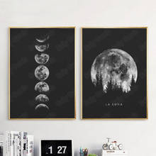 Póster minimalista de luna llena, arte de pared, impresiones de fases de Luna blanca y negra, Sistema Solar, lienzo, imagen Modular, pintura, decoración del hogar 2024 - compra barato