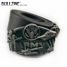 Bullzine zinc alloy retro US Army military belt buckle jeans gift belt buckle Free PU belt FP-02236 drop shipping 2024 - buy cheap