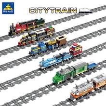 KAZI Steam-Era Freight Train Building Block High-speed Rail Train Magnetic Track Classic Children's Locomotive Toys for Children 2024 - buy cheap