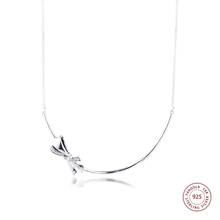 Colar de corrente de instrução feminino 925 prata esterlina brilhante arco claro cz pingentes colares jóias collier accesorios mujer 2024 - compre barato